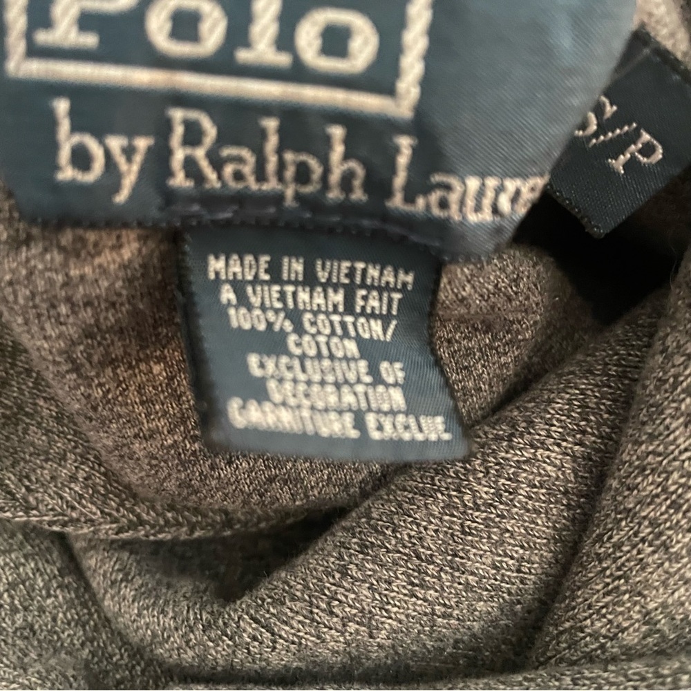 Ralph Lauren Heather Gray Polo 2 button tall collar sweatshirt material size PS - Picture 8 of 9